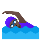 🏊🏿‍♀️ Пловчиха: Очень Темный Тон Кожи, смайлик от Google