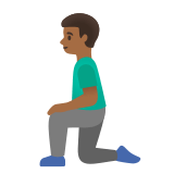 🧎🏾‍♂️ Man Kneeling: Medium-Dark Skin Tone, Emoji by Google