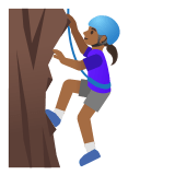 🧗🏾‍♀️ Bergsteigerin: Mitteldunkle Hautfarbe Emoji von Google