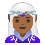 🧝🏾‍♀️ Woman Elf: Medium-Dark Skin Tone, Emoji by Google
