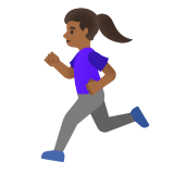 🏃🏾‍♀️ Woman Running: Medium-Dark Skin Tone, Emoji by Google