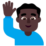 🙋🏿‍♂️ Мужчина с Поднятой Рукой: Очень Темный Тон Кожи, смайлик от Microsoft