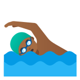 🏊🏾‍♂️ Man Swimming: Medium-Dark Skin Tone, Emoji by Google