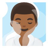 🧖🏾‍♂️ Man in Steamy Room: Medium-Dark Skin Tone, Emoji by Google
