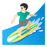 🏄🏻‍♂️ Man Surfing: Light Skin Tone, Emoji by Google