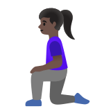 🧎🏿‍♀️ Woman Kneeling: Dark Skin Tone, Emoji by Google
