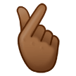 🫰🏾 Hand with Index Finger and Thumb Crossed: Medium-Dark Skin Tone, Emoji by Samsung