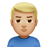 🙎🏼‍♂️ Man Pouting: Medium-Light Skin Tone, Emoji by Apple