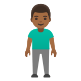 🧍🏾‍♂️ Man Standing: Medium-Dark Skin Tone, Emoji by Google