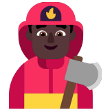 👨🏿‍🚒 Man Firefighter: Dark Skin Tone, Emoji by Microsoft