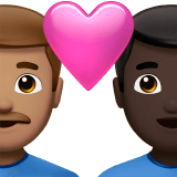 👨🏽‍❤️‍👨🏿 Couple with Heart: Man, Man, Medium Skin Tone, Dark Skin Tone, Emoji by Apple