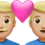 👨🏼‍❤️‍👨🏼 Couple with Heart: Man, Man, Medium-Light Skin Tone, Emoji by Apple