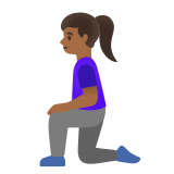 🧎🏾‍♀️ Woman Kneeling: Medium-Dark Skin Tone, Emoji by Google