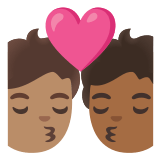 🧑🏽‍❤️‍💋‍🧑🏾 Kiss: Person, Person, Medium Skin Tone, Medium-Dark Skin Tone, Emoji by Google