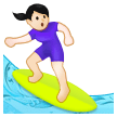 🏄🏻‍♀️ Woman Surfing: Light Skin Tone, Emoji by Samsung