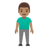 🧍🏽‍♂️ Man Standing: Medium Skin Tone, Emoji by Google