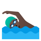 🏊🏿‍♂️ Man Swimming: Dark Skin Tone, Emoji by Google