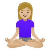 🧘🏼‍♀️ Woman in Lotus Position: Medium-Light Skin Tone, Emoji by Google