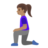 🧎🏽‍♀️ Woman Kneeling: Medium Skin Tone, Emoji by Google