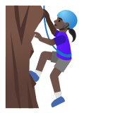 🧗🏿‍♀️ Woman Climbing: Dark Skin Tone, Emoji by Google