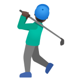 🏌🏿‍♂️ Man Golfing: Dark Skin Tone, Emoji by Google