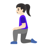 🧎🏻‍♀️ Woman Kneeling: Light Skin Tone, Emoji by Google