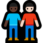 👨🏿‍🤝‍👨🏻 Men Holding Hands: Dark Skin Tone, Light Skin Tone, Emoji by Microsoft