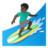 🏄🏿‍♂️ Серфингист: Очень Темный Тон Кожи, смайлик от Google