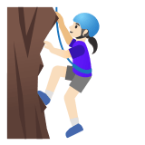 🧗🏻‍♀️ Woman Climbing: Light Skin Tone, Emoji by Google
