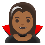 🧛🏾‍♀️ Woman Vampire: Medium-Dark Skin Tone, Emoji by Google