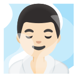 🧖🏻‍♂️ Man in Steamy Room: Light Skin Tone, Emoji by Google