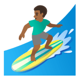🏄🏾‍♂️ Серфингист: Темный Тон Кожи, смайлик от Google