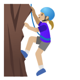 🧗🏼‍♀️ Woman Climbing: Medium-Light Skin Tone, Emoji by Google