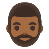 🧔🏾‍♂️ Бородатый Мужчина: Темный Тон Кожи, смайлик от Google