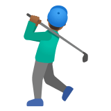 🏌🏾‍♂️ Мужчина Играет в Гольф: Темный Тон Кожи, смайлик от Google
