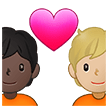 🧑🏿‍❤️‍🧑🏼 Couple with Heart: Person, Person, Dark Skin Tone, Medium-Light Skin Tone, Emoji by Samsung