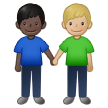 👨🏿‍🤝‍👨🏼 Deux Hommes Se Tenant La Main : Peau Foncée Et Peau Moyennement Claire Emoji par Samsung