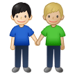 👨🏻‍🤝‍👨🏼 Deux Hommes Se Tenant La Main : Peau Claire Et Peau Moyennement Claire Emoji par Samsung