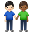 👨🏻‍🤝‍👨🏾 Händchen Haltende Männer: Helle Hautfarbe, Mitteldunkle Hautfarbe Emoji von Samsung