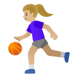 ⛹🏼‍♀️ Woman Bouncing Ball: Medium-Light Skin Tone, Emoji by Google