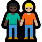 🧑🏿‍🤝‍🧑🏼 People Holding Hands: Dark Skin Tone, Medium-Light Skin Tone, Emoji by Microsoft