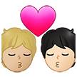 🧑🏼‍❤️‍💋‍🧑🏻 Kiss: Person, Person, Medium-Light Skin Tone, Light Skin Tone, Emoji by Samsung