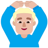 🙆🏼‍♂️ Mann Mit Händen Auf Dem Kopf: Mittelhelle Hautfarbe Emoji von Microsoft