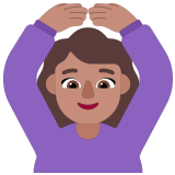 🙆🏽‍♀️ Frau Mit Händen Auf Dem Kopf: Mittlere Hautfarbe Emoji von Microsoft