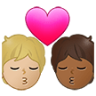 🧑🏼‍❤️‍💋‍🧑🏾 Kiss: Person, Person, Medium-Light Skin Tone, Medium-Dark Skin Tone, Emoji by Samsung