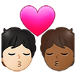 🧑🏻‍❤️‍💋‍🧑🏾 Kiss: Person, Person, Light Skin Tone, Medium-Dark Skin Tone, Emoji by Samsung