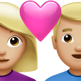 👩🏼‍❤️‍👨🏼 Couple with Heart: Woman, Man, Medium-Light Skin Tone, Emoji by Apple
