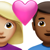 👩🏼‍❤️‍👨🏾 Couple with Heart: Woman, Man, Medium-Light Skin Tone, Medium-Dark Skin Tone, Emoji by Apple