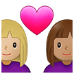 👩🏼‍❤️‍👩🏽 Couple with Heart: Woman, Woman, Medium-Light Skin Tone, Medium Skin Tone, Emoji by Samsung