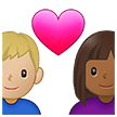 👩🏾‍❤️‍👨🏼 Couple with Heart: Woman, Man, Medium-Dark Skin Tone, Medium-Light Skin Tone, Emoji by Samsung